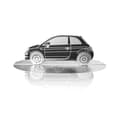 Miniatyrbild 1 av 4: Silhuettbil - Fiat - 500 - Rostfritt Stål - Transparent Vitrin - Självbärande Bas