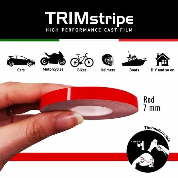 Bandes Adhésives - Trim Stripes - Röd - 7 mm - 10 mt - Termoformbar