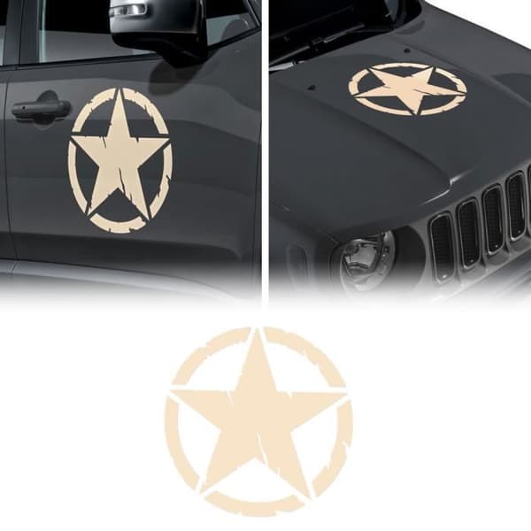 Klistermärken Klistermärken - Army Star - Jeep Renegade - Sand - Diameter 33 cm - 2 stycken