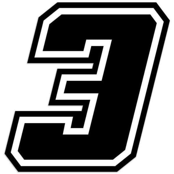 Klistermärke - GP - Nummer 3 - Svart - Höjd 10 cm - Hög hållbarhet