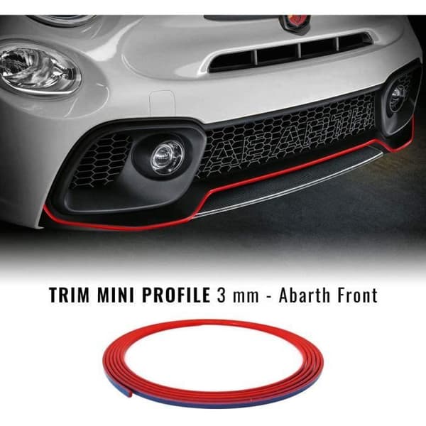 Självhäftande profil - Fiat - 500 Abarth - Röd - 3 mm x 300 cm - 1 rengöringsduk