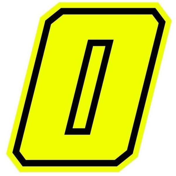 Klistermärke - GP - Nummer 0 - Neon Gul - Höjd 10 cm - Hög hållfasthet