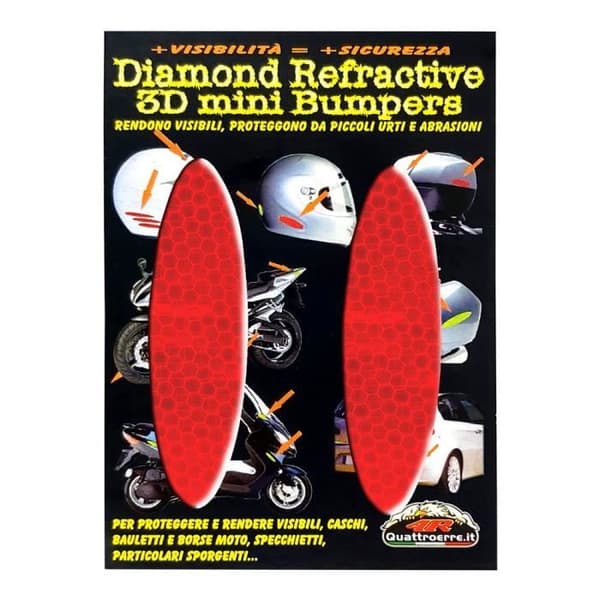 3D-klistermärken - Diamantklass - Röda Ovala - 25 x 95 mm - 2 Stycken - Retroreflekterande