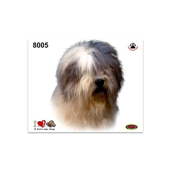 Autocollant - Klistermärke - Bobtail Hund - 14 x 16 cm - Hållbar - Klara färger