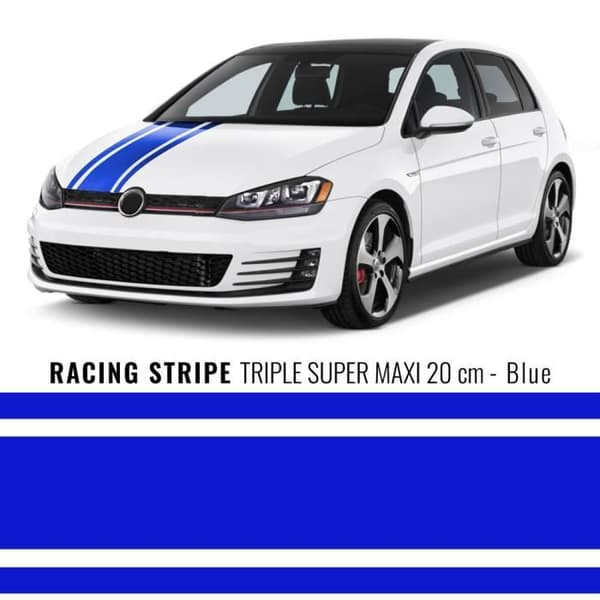 Klistret band - Stripes - 20 cm x 5 mt - Blå - Väderbeständig - Bilanpassning