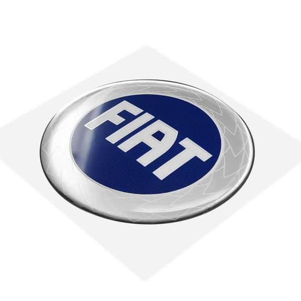3D-dekal - Fiat - Officiell logotyp - Blå - Diameter 75 mm - Polyuretanharts