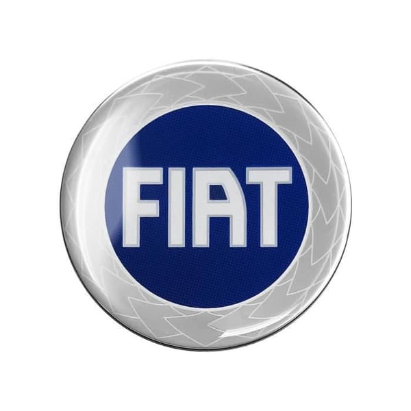 3D-dekal - Fiat - Officiell logotyp - Blå - Diameter 75 mm - Polyuretanharts