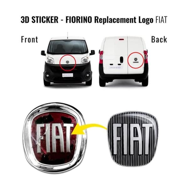 3D-dekal - Fiat - Fiorino - Svart - 2 delar - 90 x 81 mm