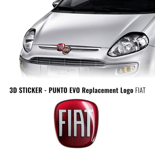 3D-dekal - Fiat - Punto Evo - Grå - 65 x 60 mm - Icke original