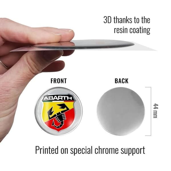 3D Abarth Official Badge Sticker, Diameter 44 mm