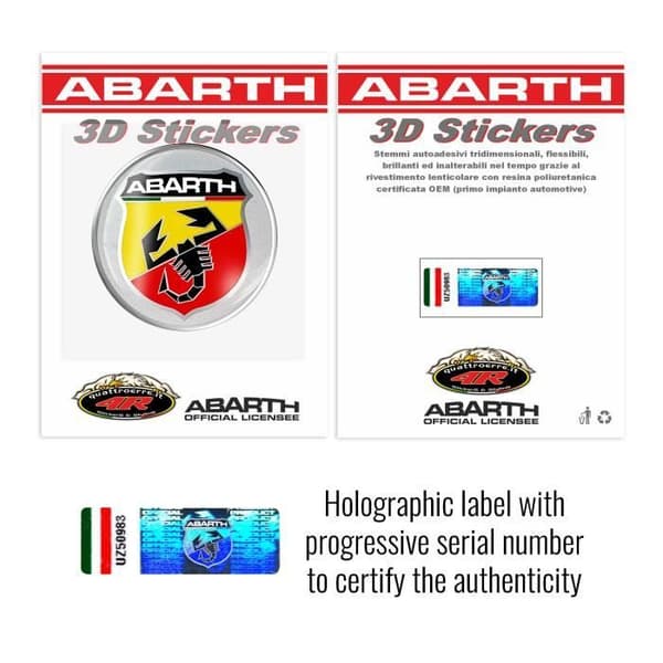 3D Abarth Official Badge Sticker, Diameter 44 mm