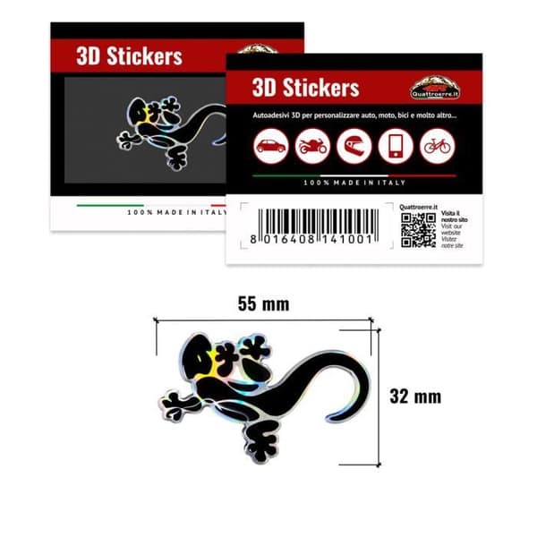 Dekal - OEM - Black Gecko - 3D - 55 x 32 mm - UV-beständig