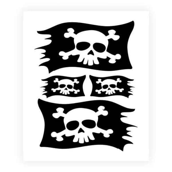 Klistermärke Förskuret - Ej specificerat - Piratflagga - 13.5 x 16 cm - Svart - 2 stycken