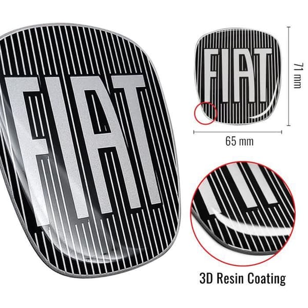 Fiat 3D Replacement Black Logo Sticker för Panda