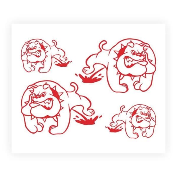 Klistermärke - Bulldog - Röd - 13.5 x 16 cm - 2 Stycken - Högtemperaturbeständig