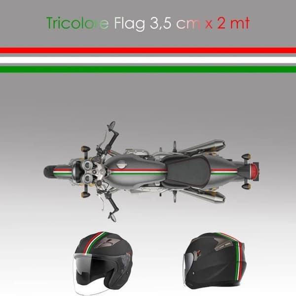 Racing självhäftande tejp för motorcyklar, trippel, Italien flagga, grön vit röd, 35 mm x 2 mt