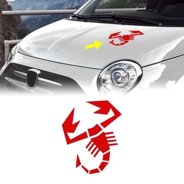 Klistermärke - Abarth - Skorpion - Röd - 20 x 24 cm - Lätt att applicera