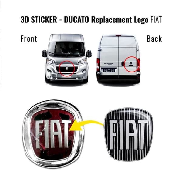 3D-dekal - Fiat - Ducato - Svart - Mått 90x81 mm - Icke-original