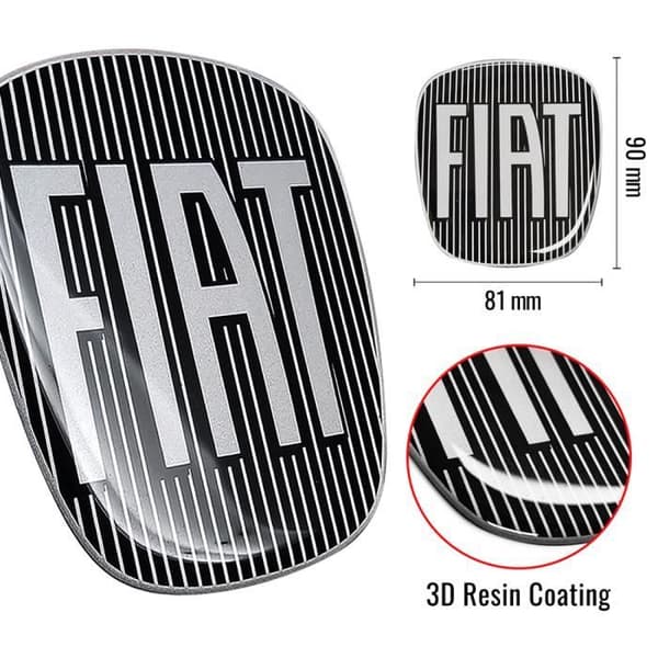 3D-dekal - Fiat - Ducato - Svart - Mått 90x81 mm - Icke-original