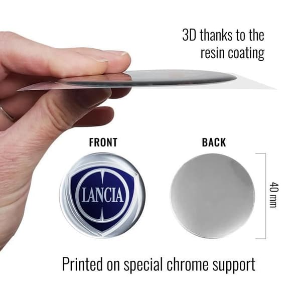3D Lancia Officiell Logotypdekal, Diameter 40 mm