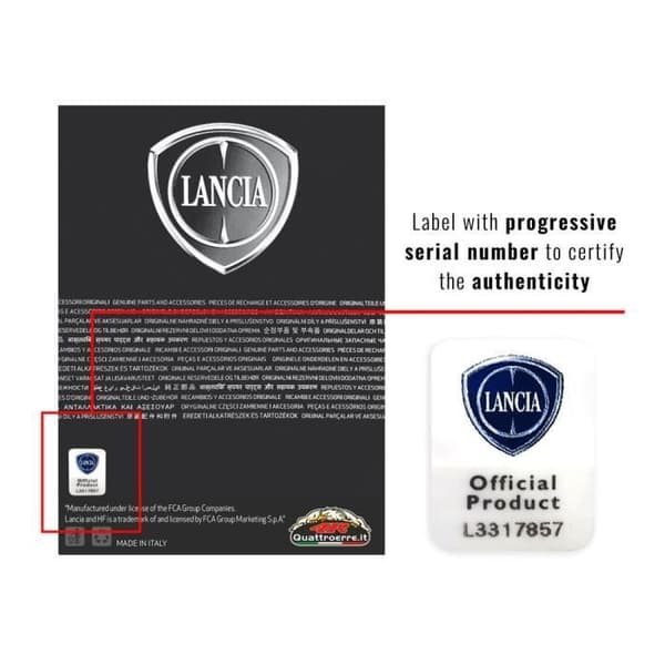 3D-dekal Lancias officiella logotyp, sköld 48 x 47 mm