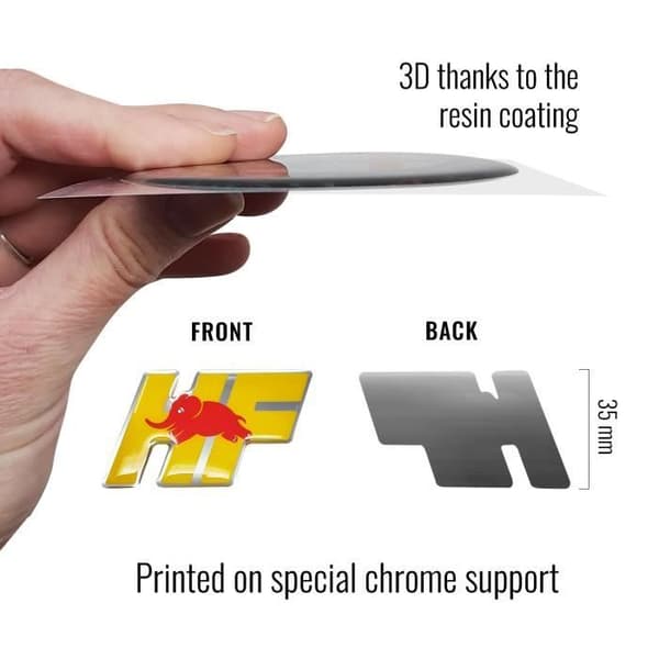 3D Lancia Official HF Logo dekal, 60 x 35 mm