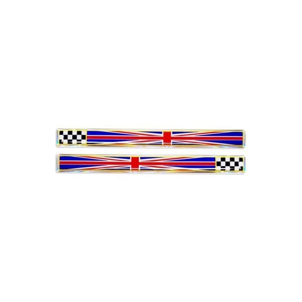 3D självhäftande klistermärke Rutig flagga England Storbritannien, höger och vänster, 110 x 10 mm