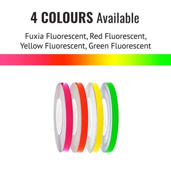 Klistret Band för Motorcykelfälgar - Fuchsia Fluo - 9 mm x 6 mt - Motståndskraftiga - Hållbara - Sportig Look