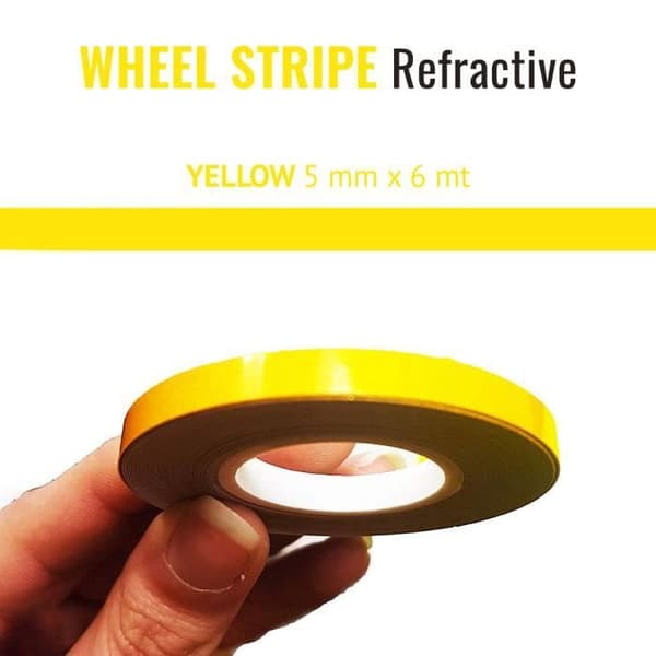 Reflekterande Klistermärken - Ej specificerat - Motorcykelfälgar - Gul - 5 mm x 6 mt - Sportig