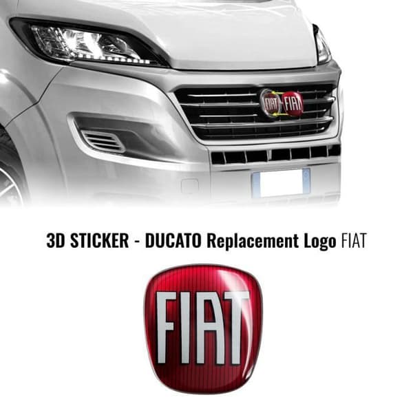 Klistermärke - Fiat - Ducato - 3D - Röd - 90 x 81 mm