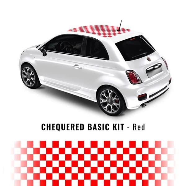 Dekorativt klisterkit - Fiat - 500 - Röd - 56 delar - Väderbeständig