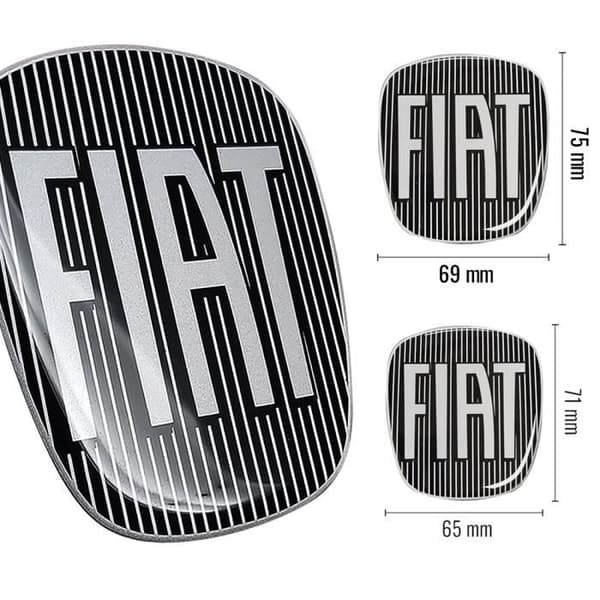 Dekal - Fiat - Svart 3D-logotyp - Ersättning för Bravo - Mått 75x69 mm - Flexibel