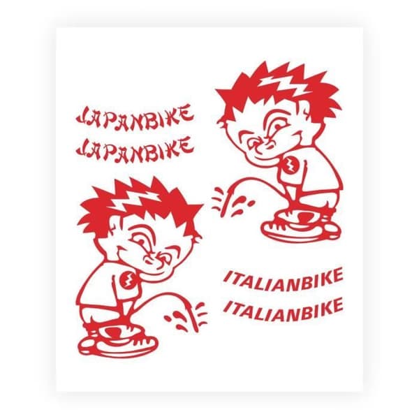 Klistret klistermärke - Italiensk cykel - Röd - 13,5 x 16 cm - Motståndskraftig - Hållbar