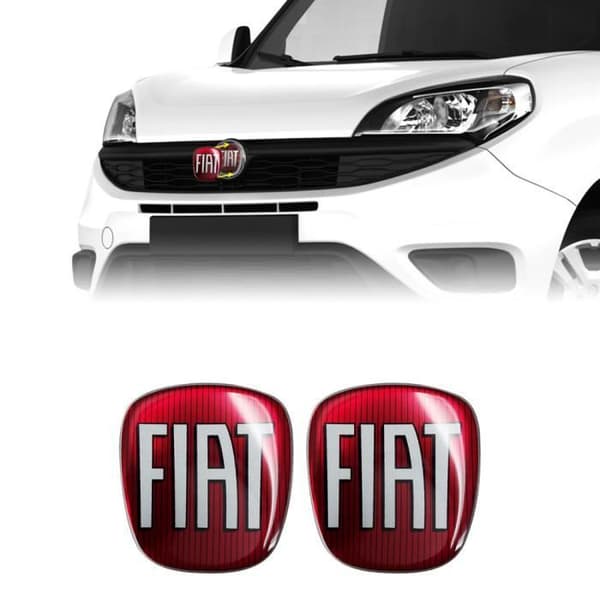 Fiat 3D Replacement Logo Sticker för Doblò, fram och bak