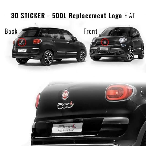 Fiat 3D Replacement Logo Sticker för 500L