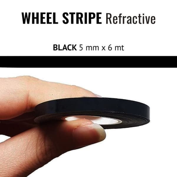 Reflekterande Tejp - Ej specificerat - Motorcykelfälgar - Svart - 5 mm - 6 mt