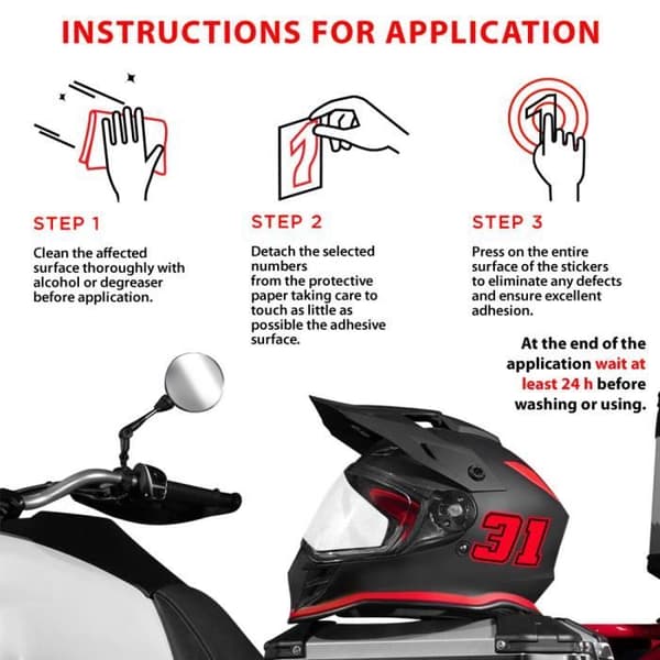 Autocross - Motorcykel - Nummer 3 - Vit Krom - 100 x 130 mm - Garanti för fäste