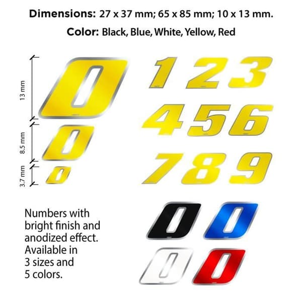 Autocross - Motorcykel - Nummer 3 - Vit Krom - 100 x 130 mm - Garanti för fäste