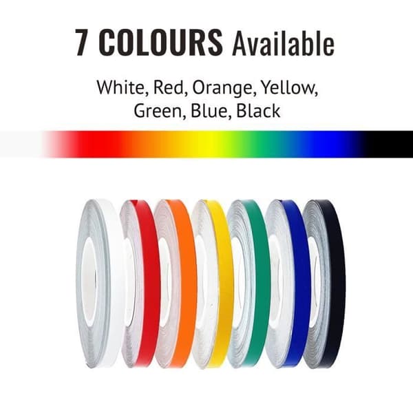 Reflekterande tejpbands - Ej specificerat - Motorcykelhjul - Vit - 9 mm - 6 meter