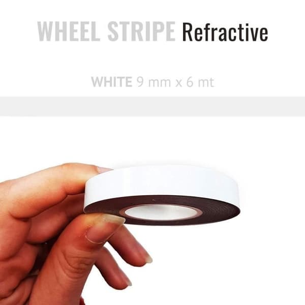 Reflekterande tejpbands - Ej specificerat - Motorcykelhjul - Vit - 9 mm - 6 meter