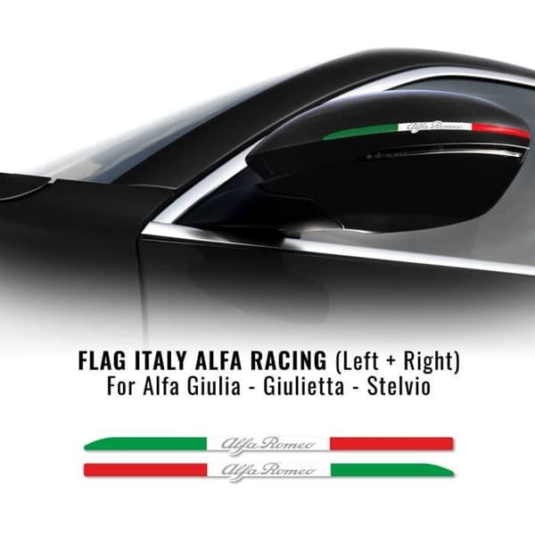 Självhäftande remsor - Alfa Romeo - Italiens flagga - Holografisk - 6 x 173 mm - 2 stycken