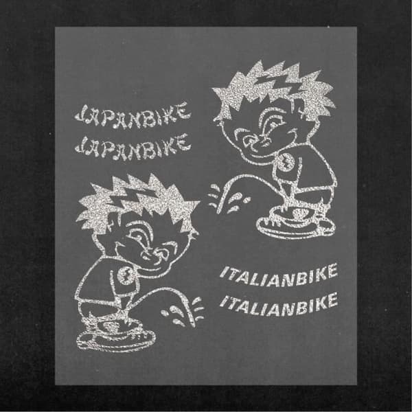 Italian Bike Pre-Cut Sticker Dekal, Silver, 13,5 x 16 cm