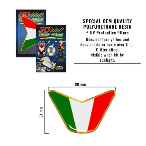 3D-dekal Italien flaggglitter, 83 x 52 mm