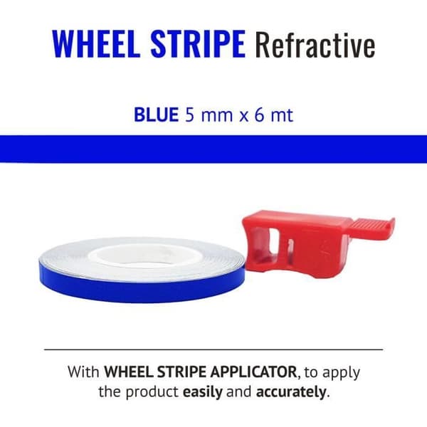 Reflekterande Tejp - Ej specificerad - 5 mm x 6 mt - Blå - Applikator inkluderad - Motorcykel