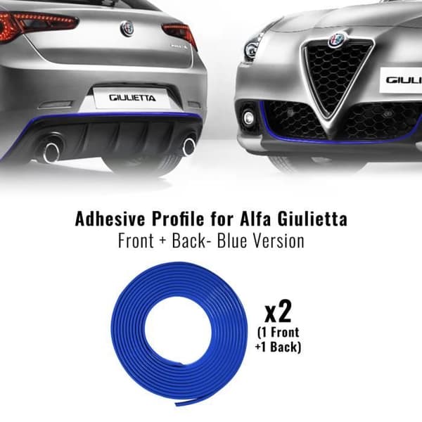 Självhäftande profil - Alfa Romeo - Giulietta - Blå - 2 "Easy Cleaner Pro" handdukar - 110x11 mm och 210x11 mm