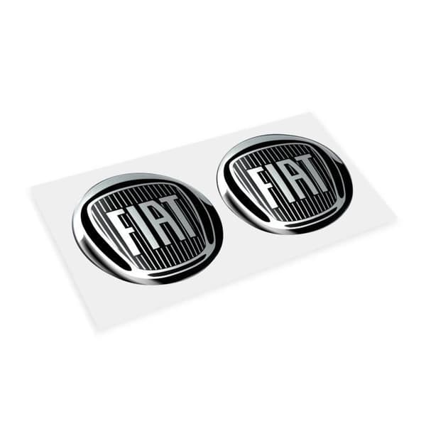 3D Fiat Official Logo Sticker Svart, Diameter 12 mm, 2 stycken