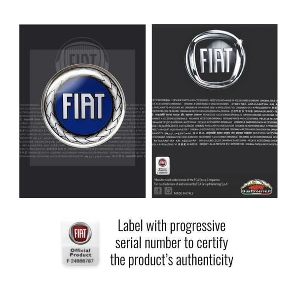 3D-dekal - Fiat - Officiell logotyp - Blå - Diameter 40 mm - Bil