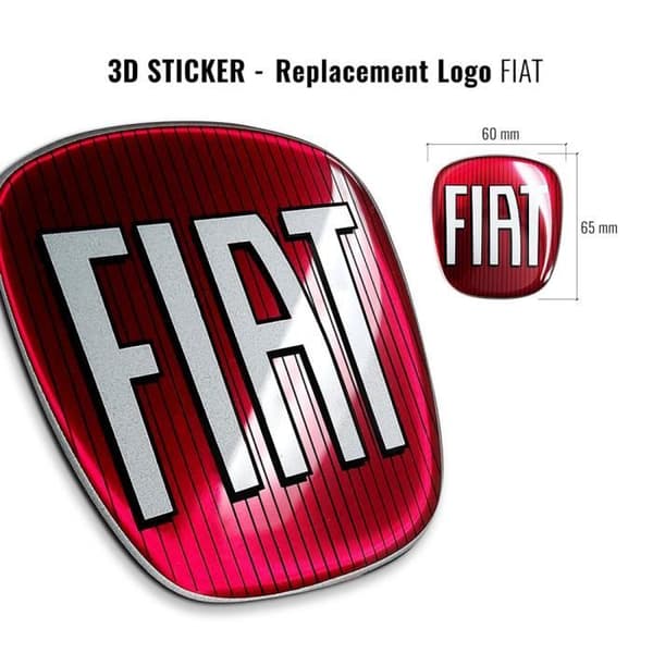 Dekal - Fiat - Grande Punto - 3D - Röd - Mått: 65x60mm, 71x65mm