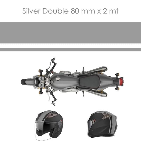 Racing Tejp för motorcyklar, dubbel, silver, 80 mm x 2 mt