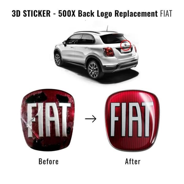 Fiat 3D Replacement Logo Sticker för 500X, bak